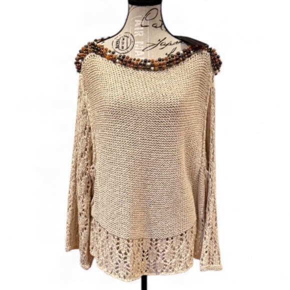 Save the Queen Knit Crochet Cover-Up Sweater szM Made in Italy - Picture 1 of 10